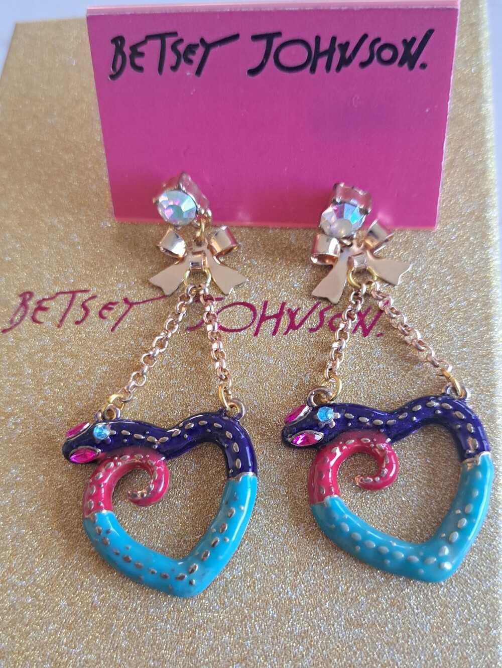 Betsey J Snake Heart Earrings